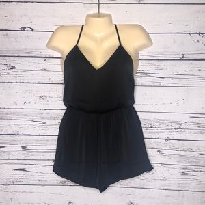 Forever 21 NWT Size S Black V-Neckline Strappy Shorts Jumpsuit Romper